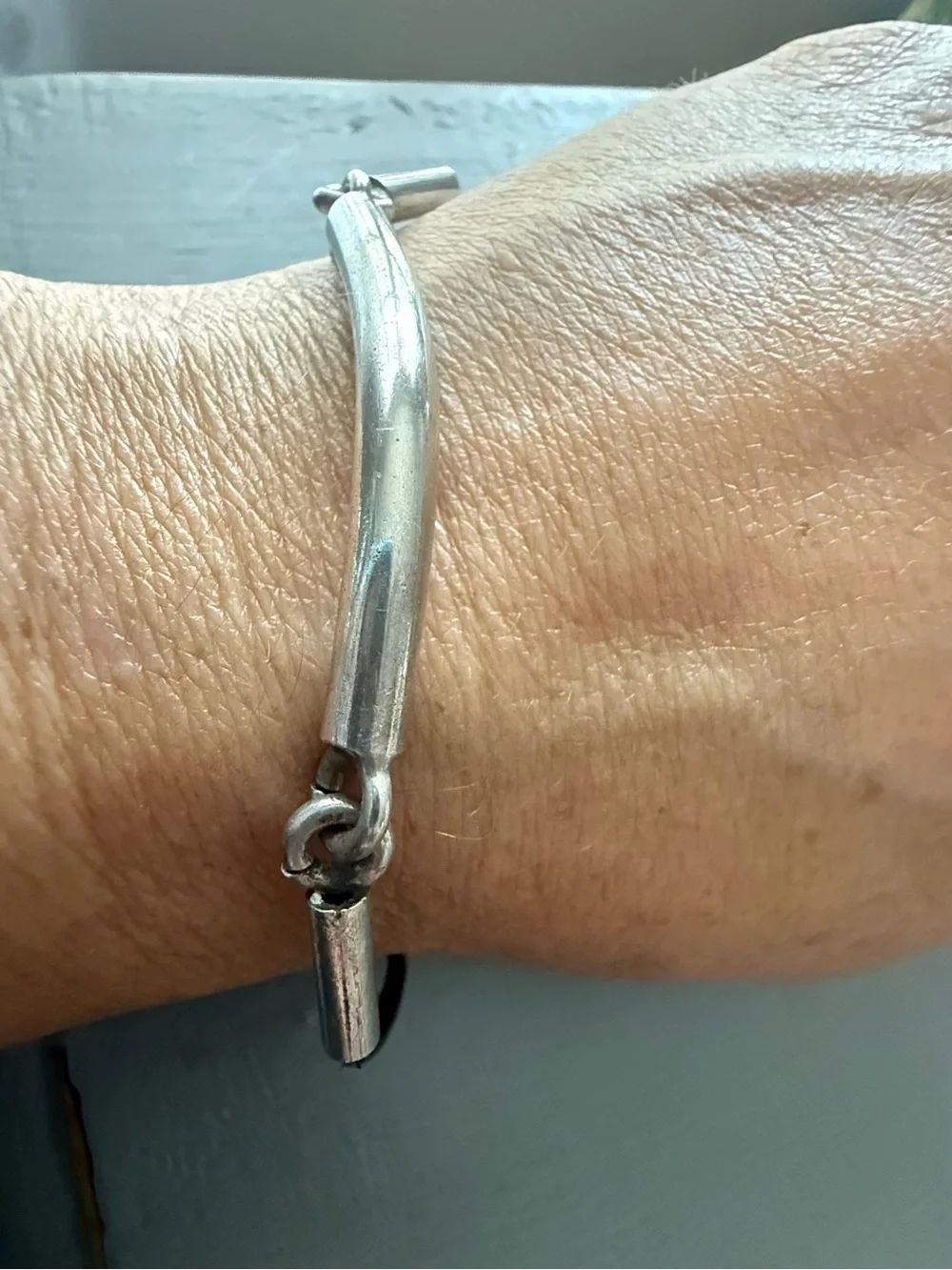 925 Sterling Silver Toggle Black Leather Bracelet